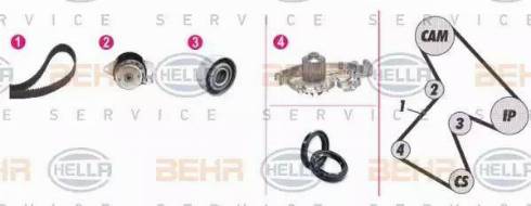 BEHR HELLA Service 8MP 376 806-891 - Водяний насос + комплект зубчатого ременя autocars.com.ua