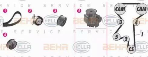 BEHR HELLA Service 8MP 376 807-831 - Водяной насос + комплект зубчатого ремня autodnr.net