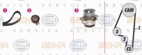 BEHR HELLA Service 8MP 376 807-861 - Водяний насос + комплект зубчатого ременя autocars.com.ua