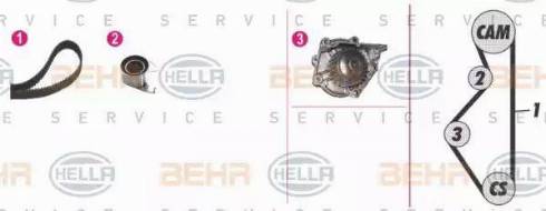 BEHR HELLA Service 8MP 376 808-801 - Водяний насос + комплект зубчатого ременя autocars.com.ua