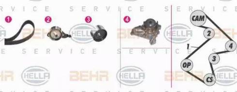 BEHR HELLA Service 8MP 376 808-821 - Водяной насос + комплект зубчатого ремня autodnr.net