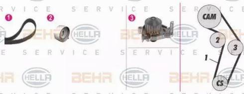 BEHR HELLA Service 8MP 376 808-831 - Водяний насос + комплект зубчатого ременя autocars.com.ua