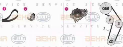 BEHR HELLA Service 8MP 376 808-841 - Водяний насос + комплект зубчатого ременя autocars.com.ua