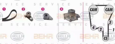 BEHR HELLA Service 8MP 376 808-861 - Водяний насос + комплект зубчатого ременя autocars.com.ua