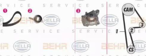 BEHR HELLA Service 8MP 376 808-871 - Водяний насос + комплект зубчатого ременя autocars.com.ua