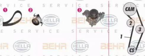 BEHR HELLA Service 8MP 376 808-891 - Водяной насос + комплект зубчатого ремня autodnr.net