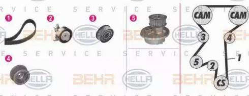 BEHR HELLA Service 8MP 376 809-841 - Водяний насос + комплект зубчатого ременя autocars.com.ua