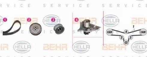 BEHR HELLA Service 8MP 376 810-811 - Водяний насос + комплект зубчатого ременя autocars.com.ua