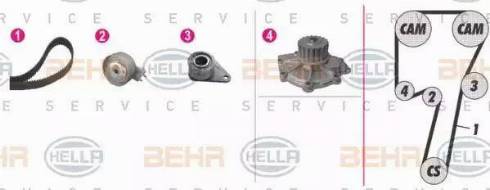 BEHR HELLA Service 8MP 376 810-831 - Водяний насос + комплект зубчатого ременя autocars.com.ua