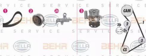 BEHR HELLA Service 8MP 376 811-831 - Водяний насос + комплект зубчатого ременя autocars.com.ua