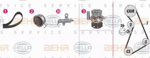 BEHR HELLA Service 8MP 376 811-831 - Водяной насос + комплект зубчатого ремня autodnr.net