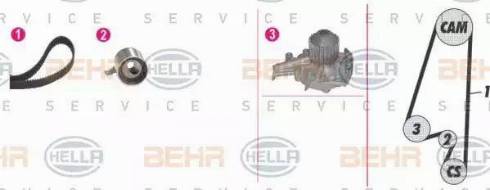 BEHR HELLA Service 8MP 376 811-891 - Водяной насос + комплект зубчатого ремня autodnr.net