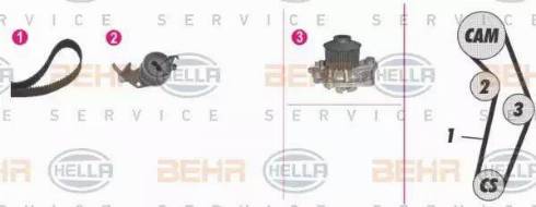 BEHR HELLA Service 8MP 376 813-841 - Водяной насос + комплект зубчатого ремня autodnr.net