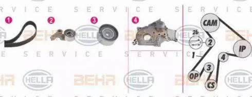 BEHR HELLA Service 8MP 376 813-851 - Водяний насос + комплект зубчатого ременя autocars.com.ua