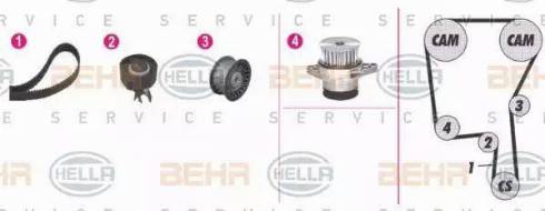 BEHR HELLA Service 8MP 376 813-891 - Водяний насос + комплект зубчатого ременя autocars.com.ua
