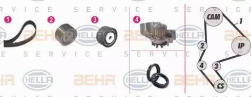 BEHR HELLA Service 8MP 376 814-881 - Водяний насос + комплект зубчатого ременя autocars.com.ua
