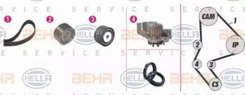 BEHR HELLA Service 8MP 376 814-881 - Водяной насос + комплект зубчатого ремня autodnr.net