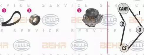 BEHR HELLA Service 8MP 376 815-811 - Водяной насос + комплект зубчатого ремня autodnr.net