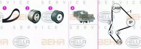 BEHR HELLA Service 8MP 376 816-801 - Водяний насос + комплект зубчатого ременя autocars.com.ua