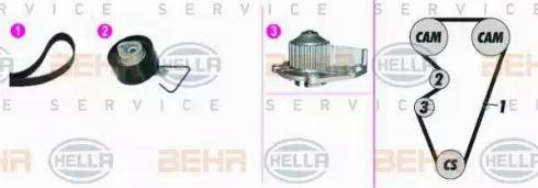 BEHR HELLA Service 8MP 376 816-821 - Водяной насос + комплект зубчатого ремня autodnr.net