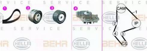 BEHR HELLA Service 8MP 376 817-811 - Водяний насос + комплект зубчатого ременя autocars.com.ua