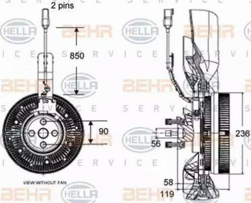 BEHR HELLA Service 8MV 376 758-541 - Зчеплення, вентилятор радіатора autocars.com.ua