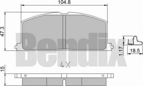 BENDIX 510052 - Гальмівні колодки, дискові гальма autocars.com.ua