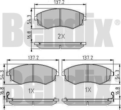 BENDIX 510072 - Гальмівні колодки, дискові гальма autocars.com.ua
