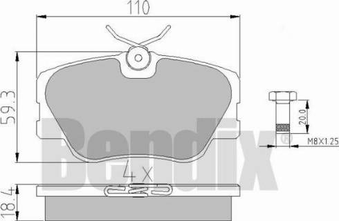 BENDIX 510129 - Тормозные колодки, дисковые, комплект avtokuzovplus.com.ua