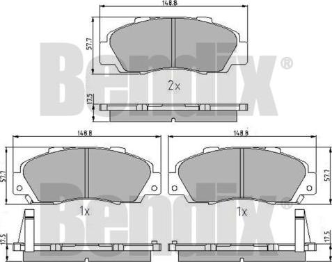 BENDIX 510157 - Тормозные колодки, дисковые, комплект autodnr.net