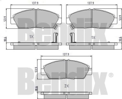 BENDIX 510162 - Гальмівні колодки, дискові гальма autocars.com.ua