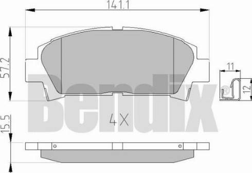 BENDIX 510163 - Гальмівні колодки, дискові гальма autocars.com.ua