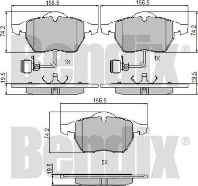 BENDIX 510174 - Гальмівні колодки, дискові гальма autocars.com.ua