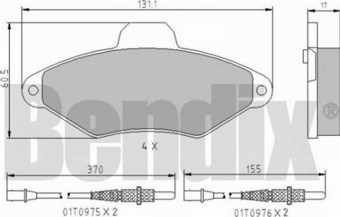 BENDIX 510200 - Гальмівні колодки, дискові гальма autocars.com.ua