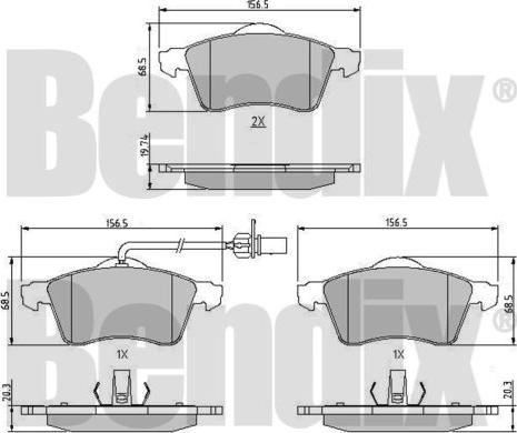BENDIX 510208 - Гальмівні колодки, дискові гальма autocars.com.ua