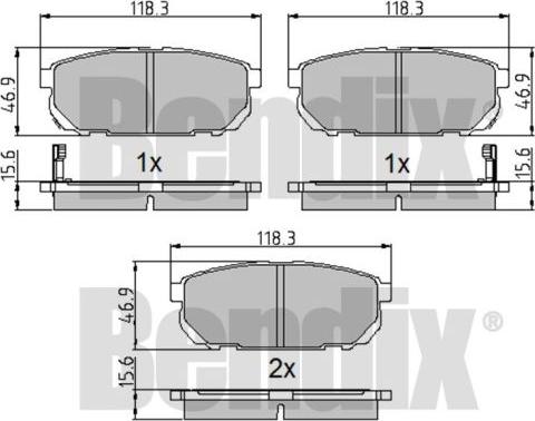 BENDIX 510219 - Тормозные колодки, дисковые, комплект avtokuzovplus.com.ua