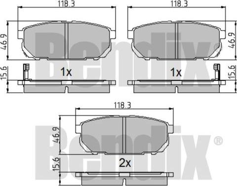 BENDIX 510220 - Гальмівні колодки, дискові гальма autocars.com.ua