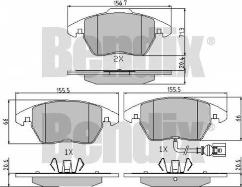 BENDIX 510222 - Гальмівні колодки, дискові гальма autocars.com.ua