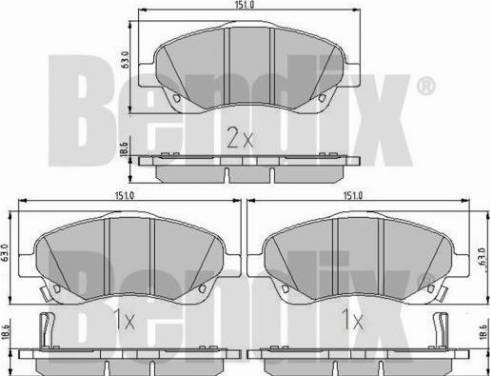 BENDIX 510235 - Гальмівні колодки, дискові гальма autocars.com.ua