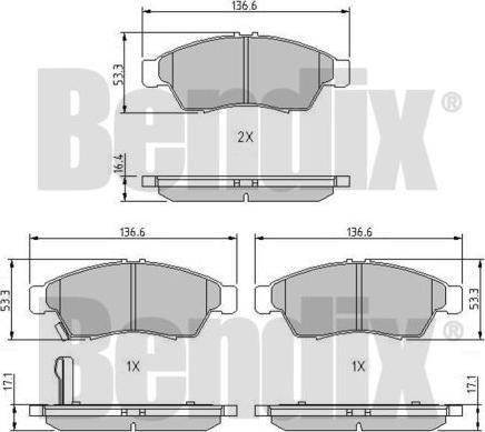 BENDIX 510242 - Гальмівні колодки, дискові гальма autocars.com.ua