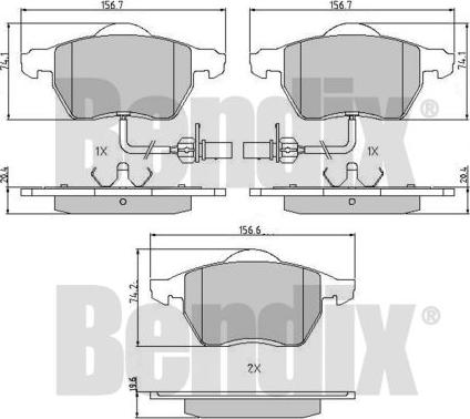 BENDIX 510243 - Гальмівні колодки, дискові гальма autocars.com.ua