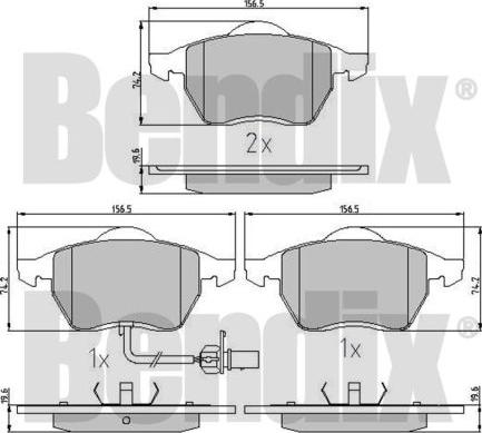 BENDIX 510244 - Гальмівні колодки, дискові гальма autocars.com.ua