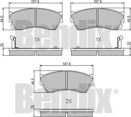 BENDIX 510252 - Гальмівні колодки, дискові гальма autocars.com.ua