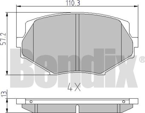 BENDIX 510298 - Гальмівні колодки, дискові гальма autocars.com.ua