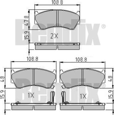 BENDIX 510301 - Тормозные колодки, дисковые, комплект avtokuzovplus.com.ua