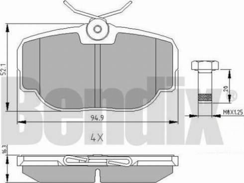 BENDIX 510314 - Гальмівні колодки, дискові гальма autocars.com.ua