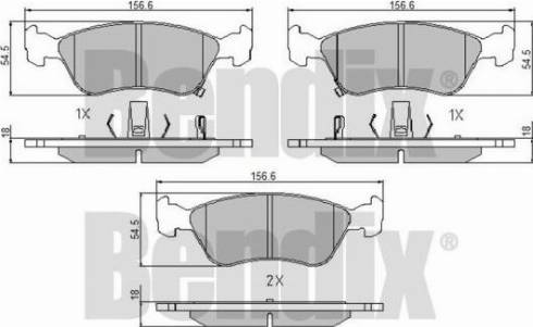 BENDIX 510339 - Гальмівні колодки, дискові гальма autocars.com.ua