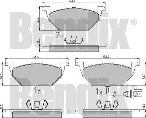 BENDIX 510383 - Гальмівні колодки, дискові гальма autocars.com.ua