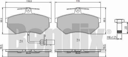 BENDIX 510391 - Гальмівні колодки, дискові гальма autocars.com.ua