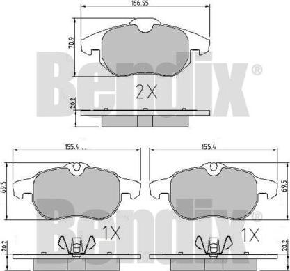 BENDIX 510393 - Гальмівні колодки, дискові гальма autocars.com.ua